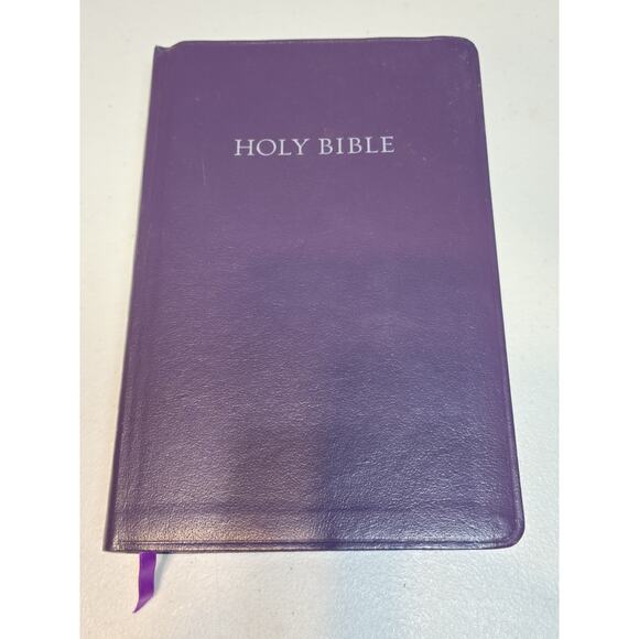 Holy Bible King James Version Royal Purple Bonded Leather Study Bible VTG - Picture 1 of 10